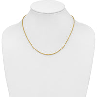 14K Yellow Gold 18" Diamond-Cut Rope Chain Necklace with Lobster Clasp - 2mm Solid Design