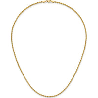 14K Yellow Gold 18" Diamond-Cut Rope Chain Necklace with Lobster Clasp - 2mm Solid Design