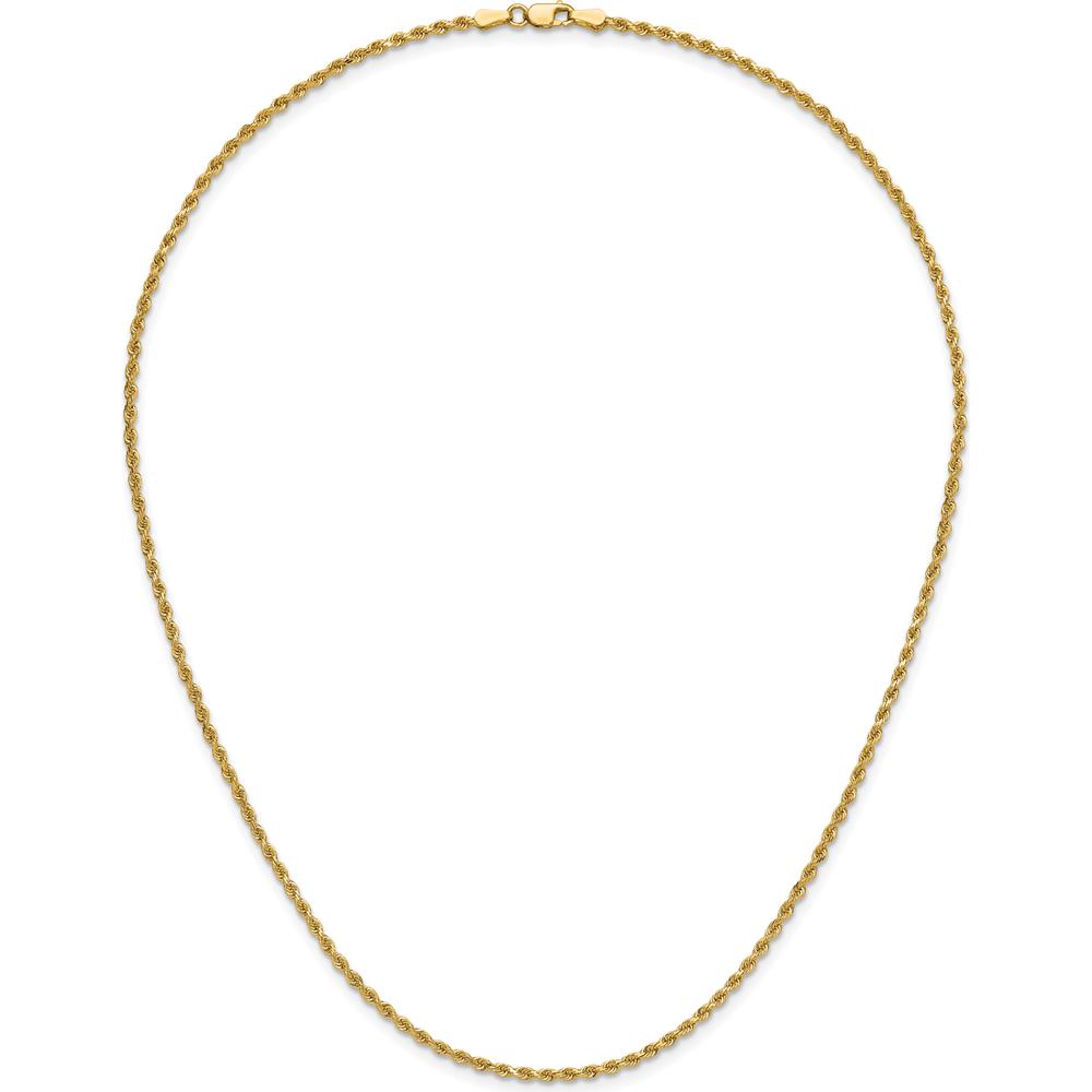 14K Yellow Gold 18" Diamond-Cut Rope Chain Necklace with Lobster Clasp - 2mm Solid Design