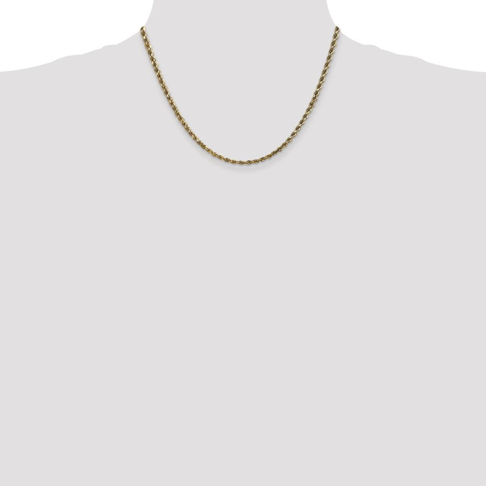 14K Yellow Gold 18" Diamond-Cut Rope Chain Necklace with Lobster Clasp - 3.5mm Solid Handcrafted Design