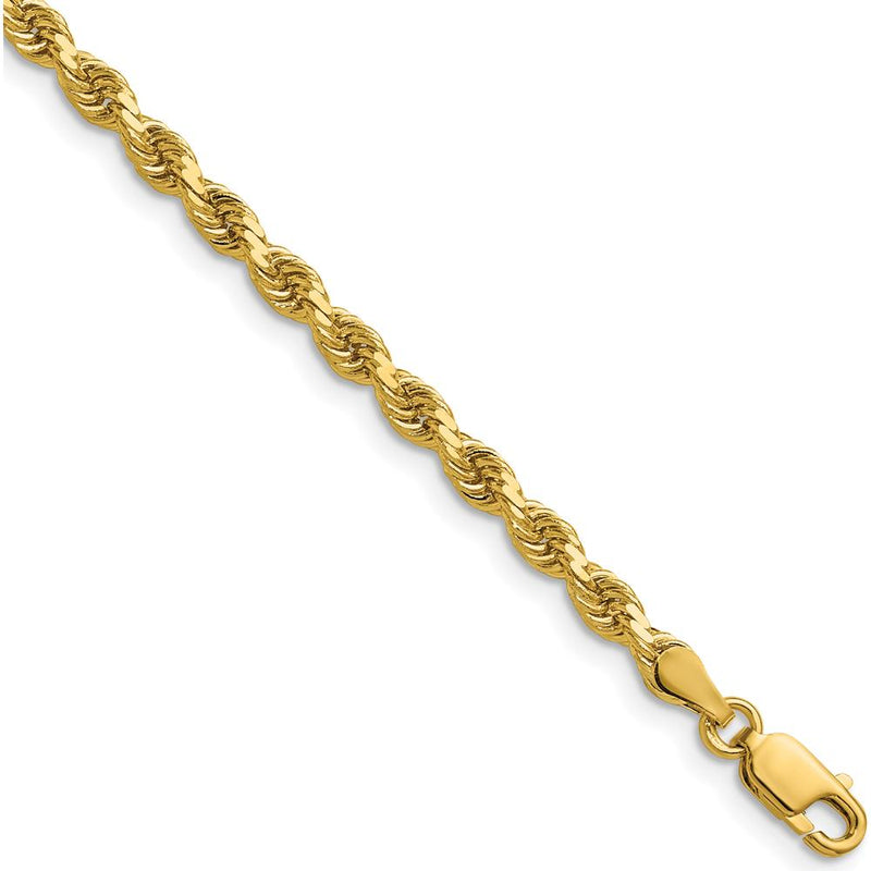 14K Yellow Gold 18" Diamond-Cut Rope Chain Necklace with Lobster Clasp - 3.75mm