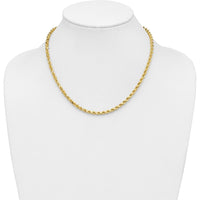 14K Yellow Gold 18" Diamond-Cut Rope Chain Necklace with Lobster Clasp - 4.25mm Solid Polished Links
