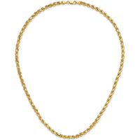 14K Yellow Gold 18" Diamond-Cut Rope Chain Necklace with Lobster Clasp - 4.25mm Solid Polished Links