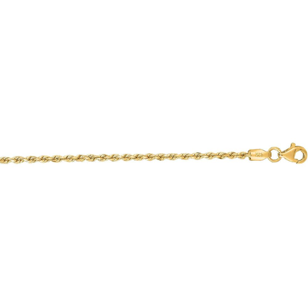 14K Yellow Gold 18" Diamond-Cut Rope Chain with Lobster Clasp - 1.8mm Width by Orozza Fine Jewelry