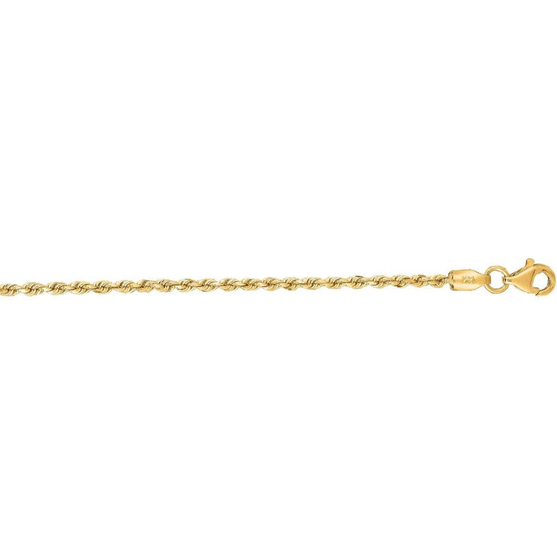 14K Yellow Gold 18" Diamond-Cut Rope Chain with Lobster Clasp - 1.8mm Width by Orozza Fine Jewelry