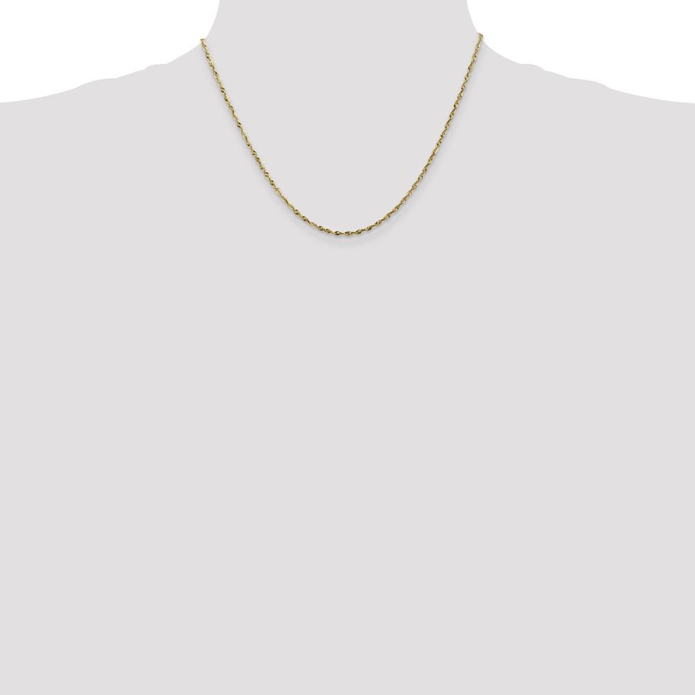 14K Yellow Gold 18" Diamond-Cut Rope Necklace with Lobster Clasp - 1.8mm by Oro Pregiato