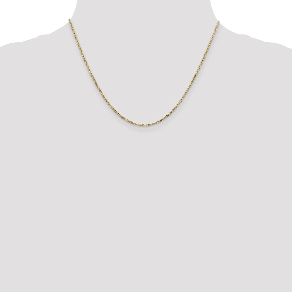 14K Yellow Gold 18" Diamond-Cut Round Cable Chain with Lobster Clasp by Oro Pregiato