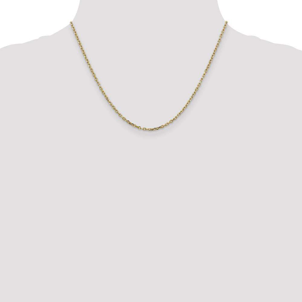 14K Yellow Gold 18" Diamond-Cut Round Open Link Cable Chain - 2.2mm Width by Oro Pregiato