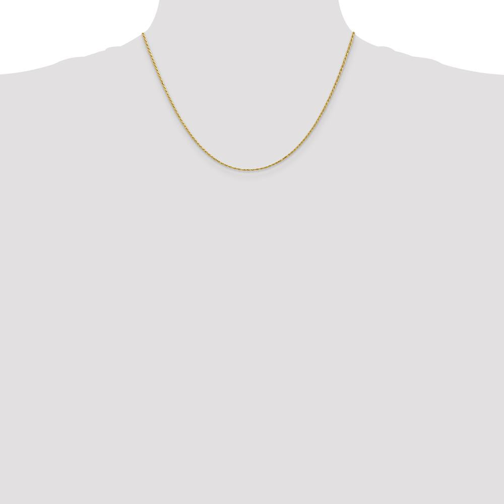 14K Yellow Gold 18" Diamond-Cut Solid Rope Chain with Lobster Clasp - 1.3mm Width by Oro Pregiato