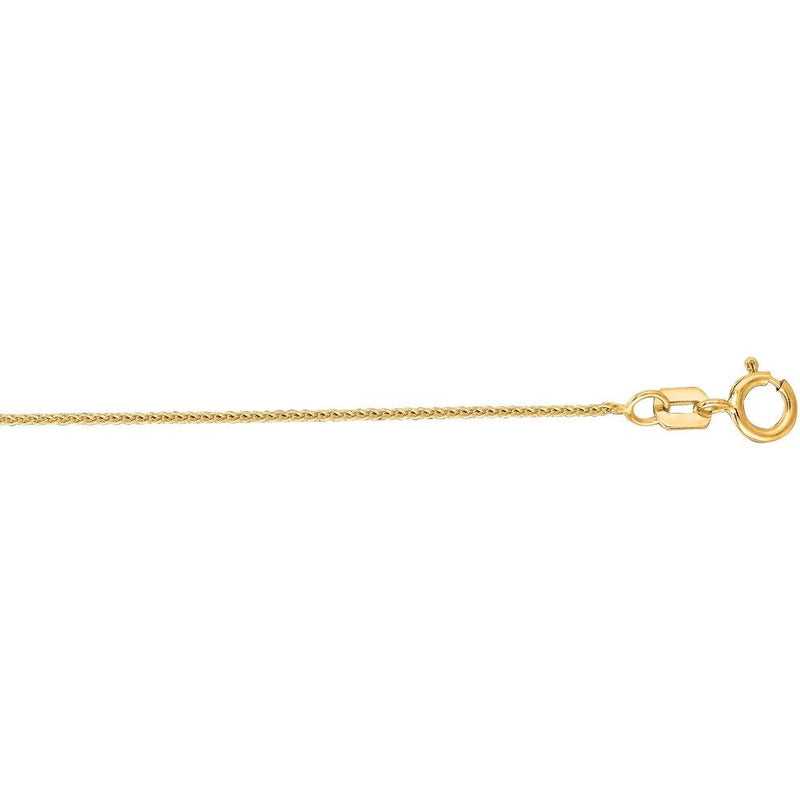 14K Yellow Gold 18" Diamond Cut Wheat Chain - 0.6mm Width. by Orozza Fine Jewelry