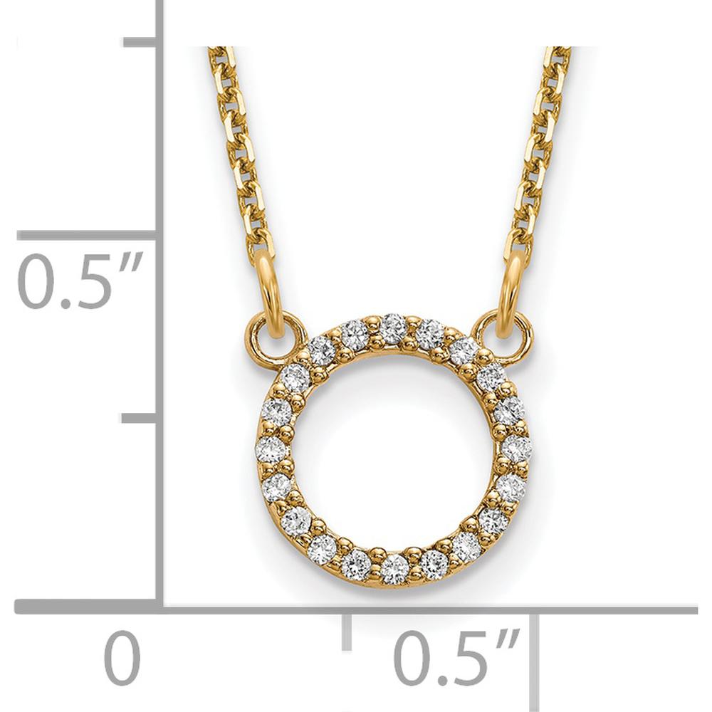 14K Yellow Gold 18" Diamond Open Circle Necklace with 0.004 Carat Round Diamonds - G-I Color, SI2/SI3 Clarity by Monteluci Fine Jewelry