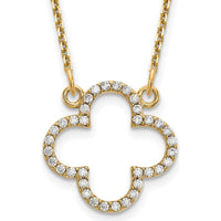 14K Yellow Gold 18" Diamond Quatrefoil Pendant Necklace - 0.26 Carat Total Diamond Weight by Oro Pregiato