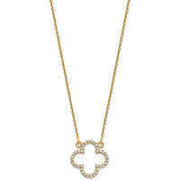 14K Yellow Gold 18" Diamond Quatrefoil Pendant Necklace - 0.26 Carat Total Diamond Weight by Oro Pregiato