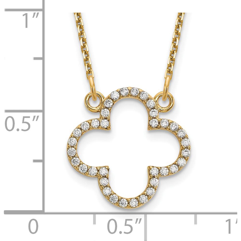 14K Yellow Gold 18" Diamond Quatrefoil Pendant Necklace - 0.26 Carat Total Diamond Weight by Oro Pregiato