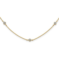 14K Yellow Gold 18" Diamond Station Necklace - 1/2 Carat Total Diamond Weight by Monteluci Fine Jewelry
