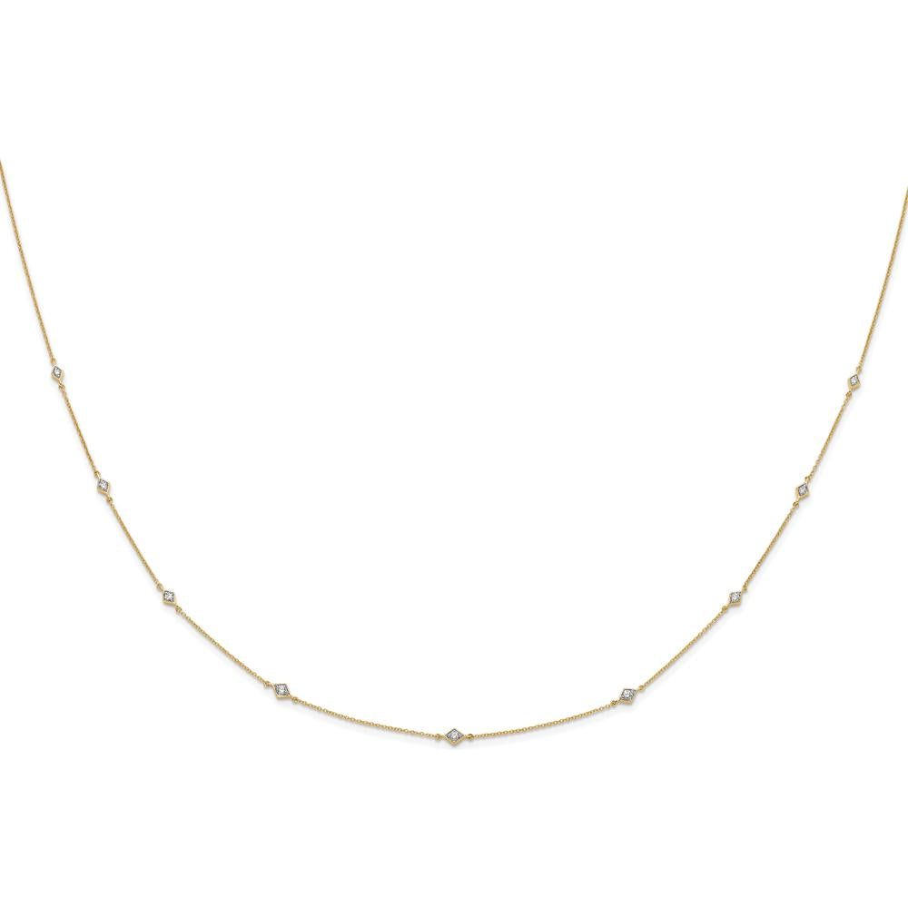 14K Yellow Gold 18" Diamond Station Necklace - 1/2 Carat Total Diamond Weight by Monteluci Fine Jewelry