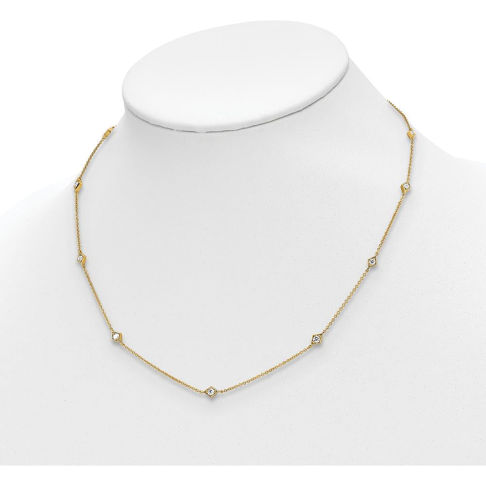14K Yellow Gold 18" Diamond Station Necklace - 1/2 Carat Total Diamond Weight by Monteluci Fine Jewelry