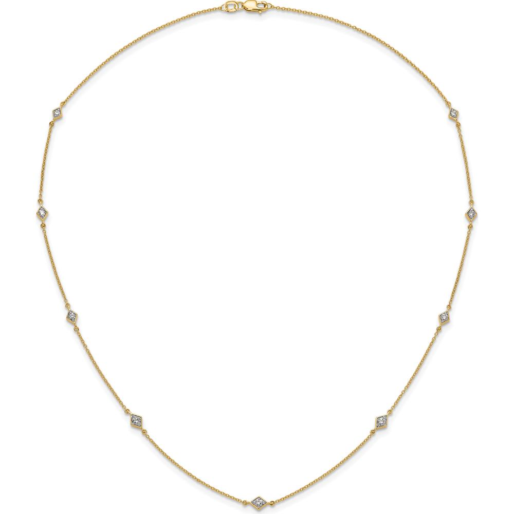 14K Yellow Gold 18" Diamond Station Necklace - 1/2 Carat Total Diamond Weight by Monteluci Fine Jewelry