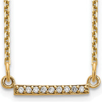 14K Yellow Gold 18" Diamond Tiny Bar Necklace with Round Diamonds - 0.004 Carat Total Diamond Weight by Oro Pregiato