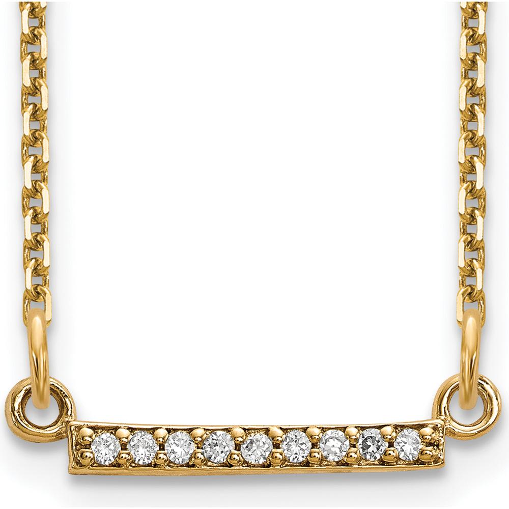 14K Yellow Gold 18" Diamond Tiny Bar Necklace with Round Diamonds - 0.004 Carat Total Diamond Weight by Oro Pregiato