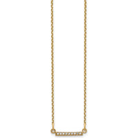 14K Yellow Gold 18" Diamond Tiny Bar Necklace with Round Diamonds - 0.004 Carat Total Diamond Weight by Oro Pregiato