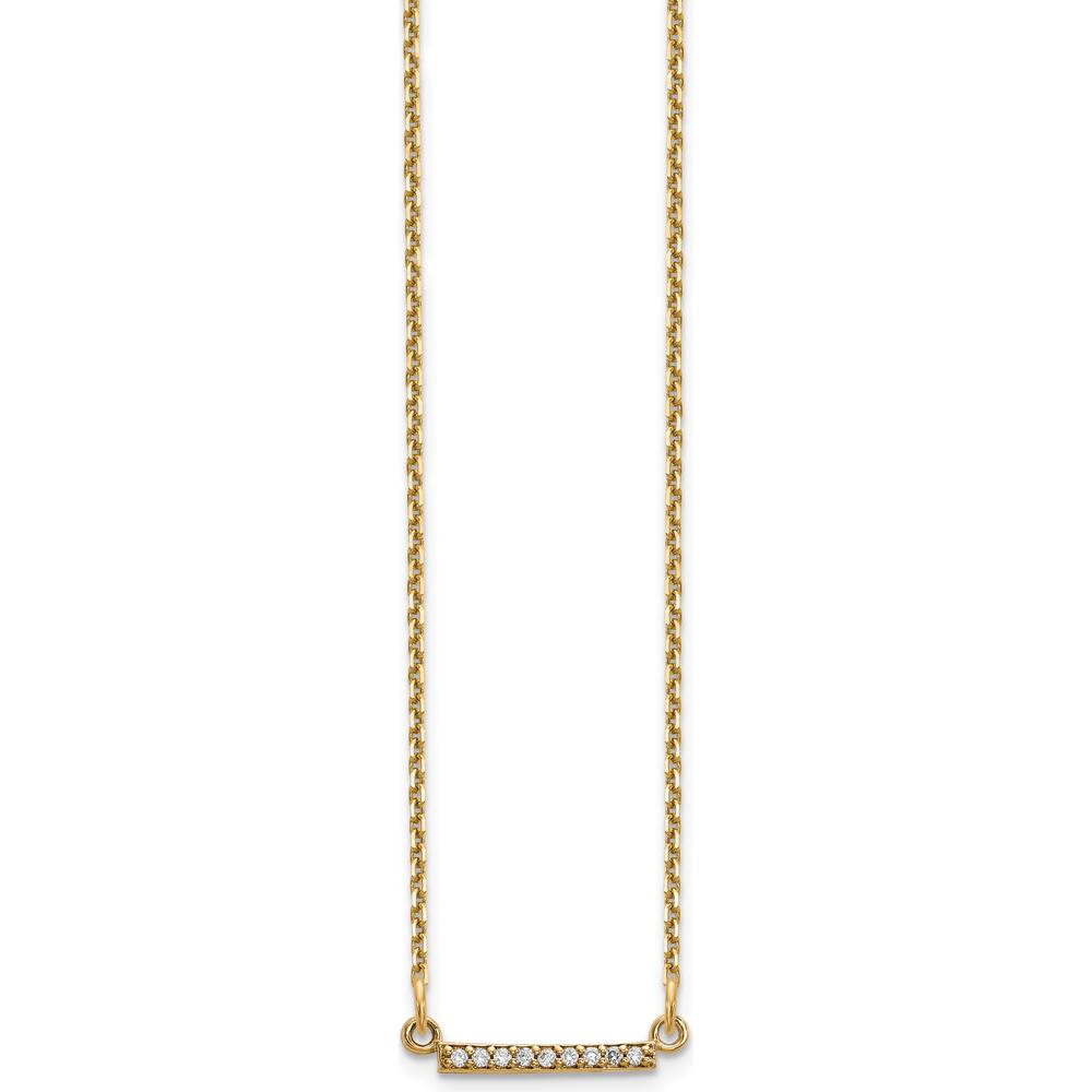 14K Yellow Gold 18" Diamond Tiny Bar Necklace with Round Diamonds - 0.004 Carat Total Diamond Weight by Oro Pregiato