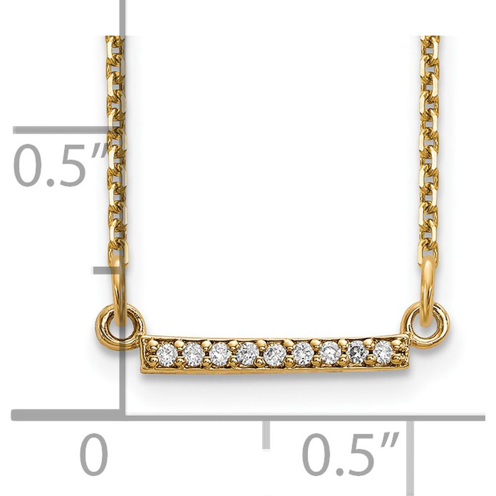 14K Yellow Gold 18" Diamond Tiny Bar Necklace with Round Diamonds - 0.004 Carat Total Diamond Weight by Oro Pregiato