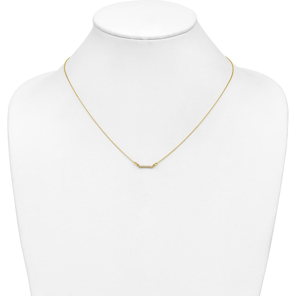 14K Yellow Gold 18" Diamond Tiny Bar Necklace with Round Diamonds - 0.004 Carat Total Diamond Weight by Oro Pregiato