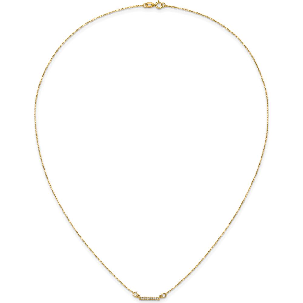 14K Yellow Gold 18" Diamond Tiny Bar Necklace with Round Diamonds - 0.004 Carat Total Diamond Weight by Oro Pregiato