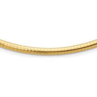 14K Yellow Gold 18" Domed Omega Necklace with Polished 4mm Semi-Solid Chain by Oro Pregiato