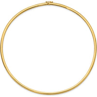 14K Yellow Gold 18" Domed Omega Necklace with Polished 4mm Semi-Solid Chain by Oro Pregiato
