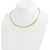 14K Yellow Gold 18" Domed Omega Necklace with Polished 4mm Semi-Solid Chain by Oro Pregiato