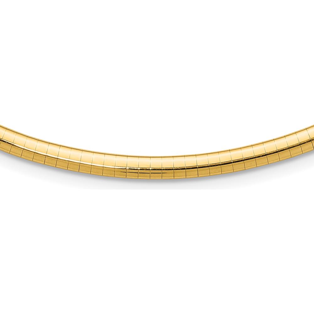 14K Yellow Gold 18" Domed Omega Necklace with Polished Finish - 4mm Width by Oro Pregiato