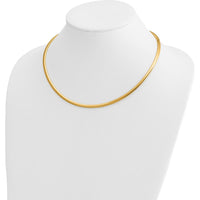 14K Yellow Gold 18" Domed Omega Necklace with Polished Finish - 4mm Width by Oro Pregiato