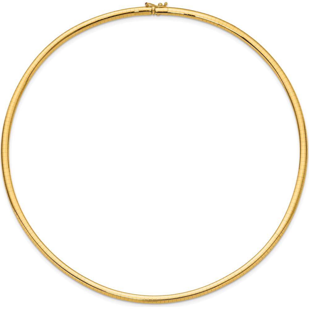 14K Yellow Gold 18" Domed Omega Necklace with Polished Finish - 4mm Width by Oro Pregiato