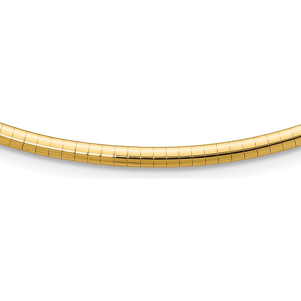 14K Yellow Gold 18" Domed Omega Necklace with Polished Finish - Lightweight Design by Oro Pregiato