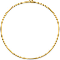 14K Yellow Gold 18" Domed Omega Necklace with Polished Finish - Lightweight Design by Oro Pregiato
