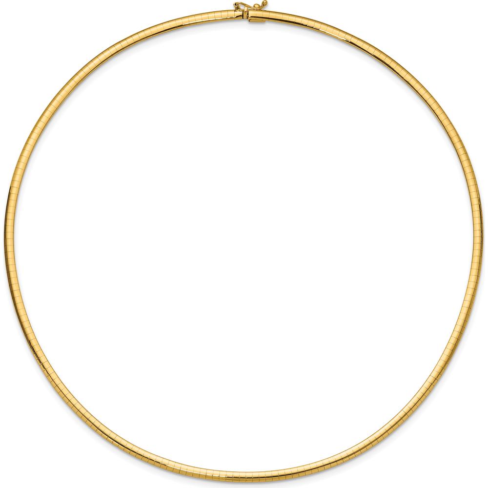 14K Yellow Gold 18" Domed Omega Necklace with Polished Finish - Lightweight Design by Oro Pregiato