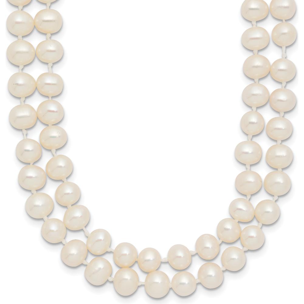 14K Yellow Gold 18" Double Strand Freshwater Cultured Pearl Necklace with Polished Finish by Monteluci Fine Jewelry