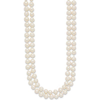 14K Yellow Gold 18" Double Strand Freshwater Cultured Pearl Necklace with Polished Finish by Monteluci Fine Jewelry