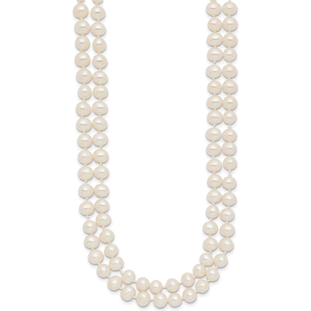 14K Yellow Gold 18" Double Strand Freshwater Cultured Pearl Necklace with Polished Finish by Monteluci Fine Jewelry