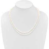 14K Yellow Gold 18" Double Strand Freshwater Cultured Pearl Necklace with Polished Finish by Monteluci Fine Jewelry