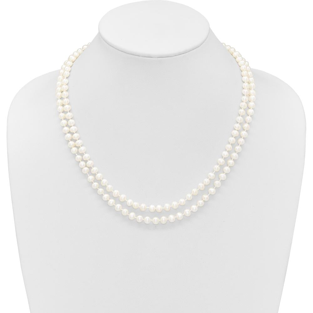 14K Yellow Gold 18" Double Strand Freshwater Cultured Pearl Necklace with Polished Finish by Monteluci Fine Jewelry
