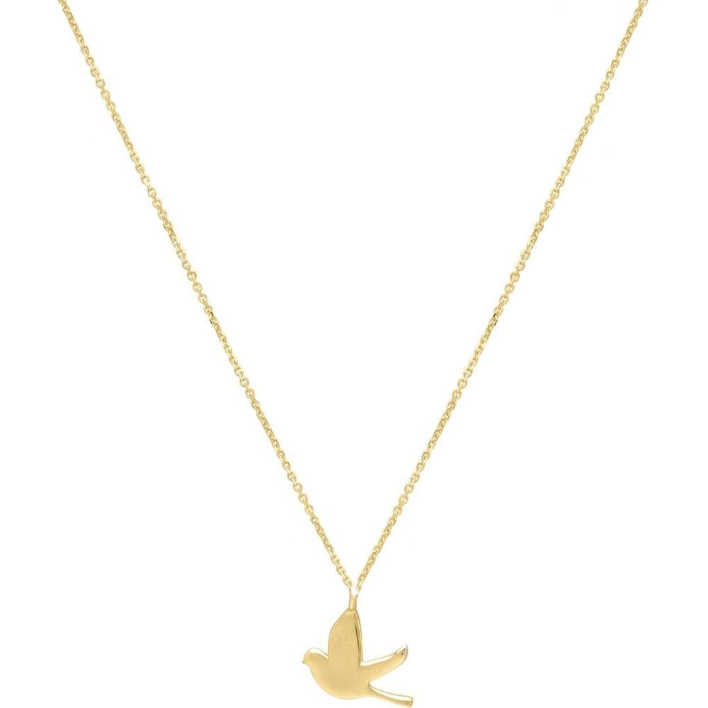 14K Yellow Gold 18" Dove Necklace with Spring Ring Clasp - 1.46 Gram Polished Finish by Orozza Fine Jewelry
