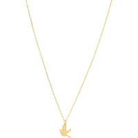 14K Yellow Gold 18" Dove Necklace with Spring Ring Clasp - 1.46 Gram Polished Finish by Orozza Fine Jewelry