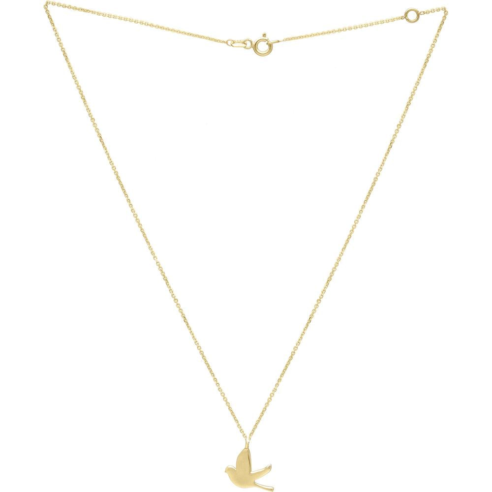 14K Yellow Gold 18" Dove Necklace with Spring Ring Clasp - 1.46 Gram Polished Finish by Orozza Fine Jewelry