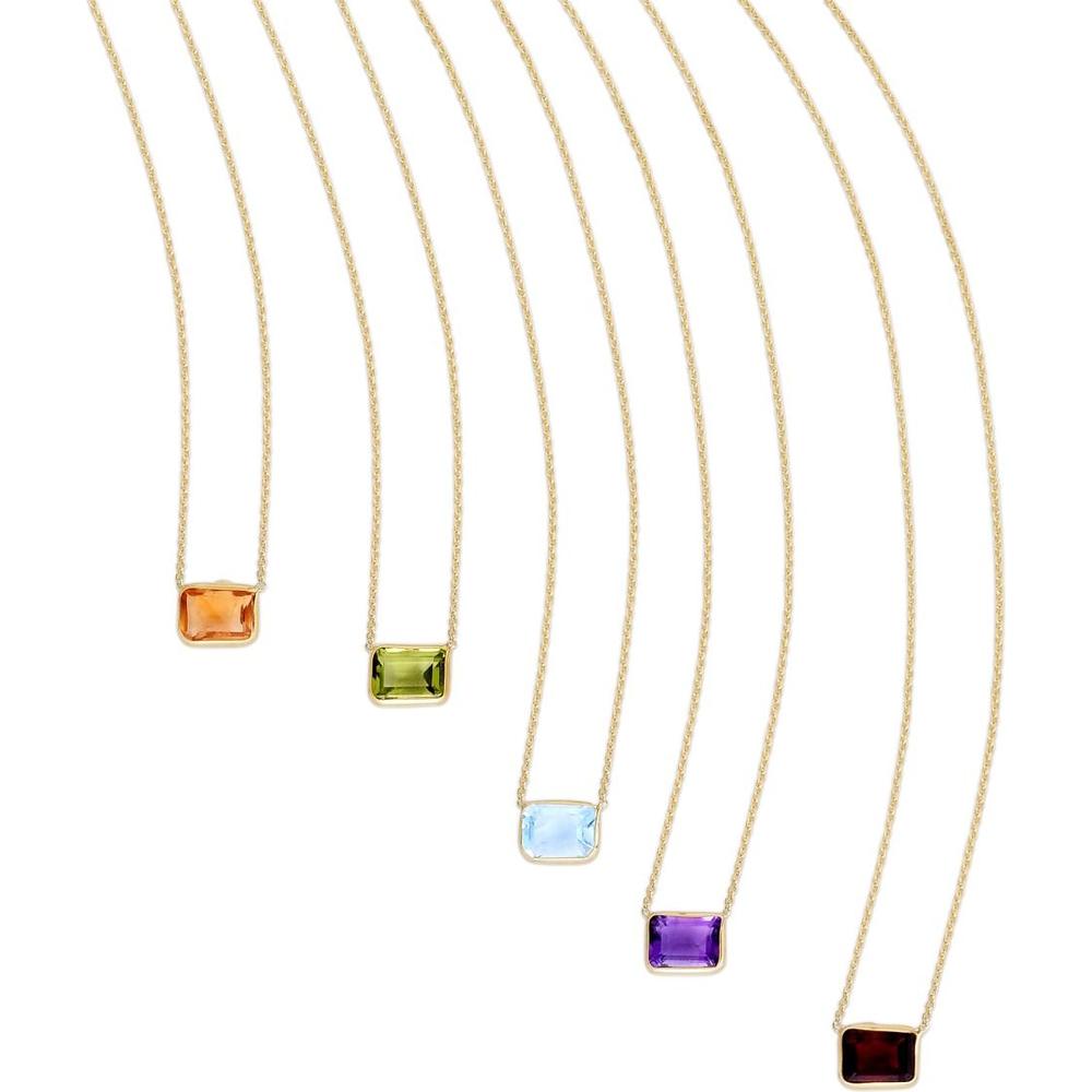 14K Yellow Gold 18" Emerald Cut Amethyst Pendant Necklace - 10.2x7.1mm Amethyst by Orozza Fine Jewelry