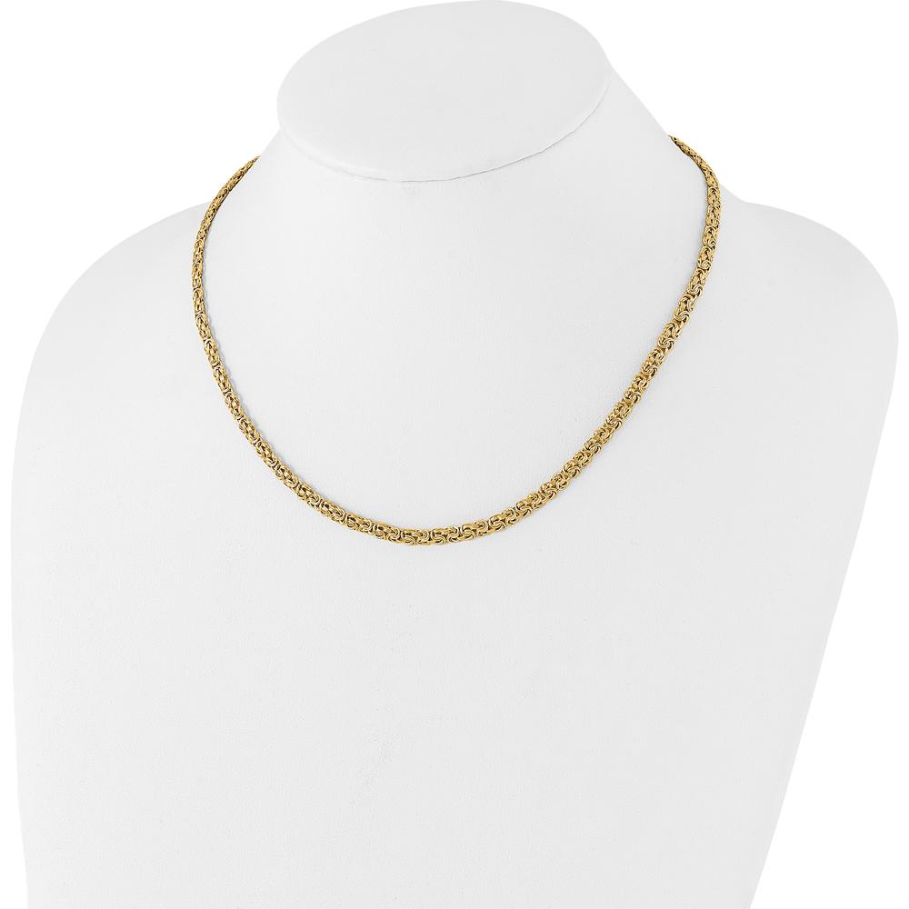 14K Yellow Gold 18" Fancy Byzantine Link Necklace - 4.25mm by 0