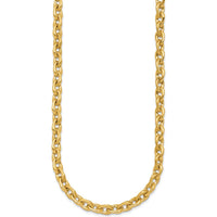 14K Yellow Gold 18" Fancy Cable Chain Necklace with Polished and Brushed 6.5mm Links by 0