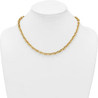 14K Yellow Gold 18" Fancy Cable Chain Necklace with Polished and Brushed 6.5mm Links by 0
